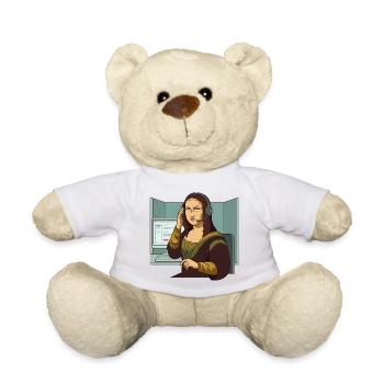 Mona Lisa Büro genervt Humor - Teddy - Weiß - Vorne