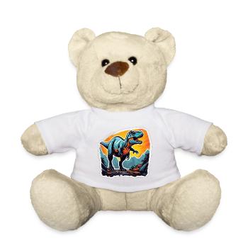 T-Rex at sunset over mountains - Teddy Bear - white - Front