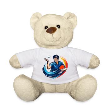 Tischtennis Aufschlag Shirt Ping Pong Spieler   - Teddy - Weiß - Vorne