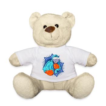 Chat carré en sweat à capuche néon - Nounours - blanc - Devant