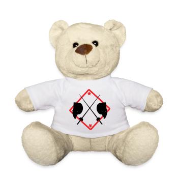 Fechtlogo-Masken und rote Kreuzklingen - Teddy - Weiß - Vorne