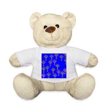 Motif de croix néon sur bleu cobalt - Nounours - blanc - Devant