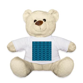 Floral pattern with petrol tones - Teddy Bear - white - Front
