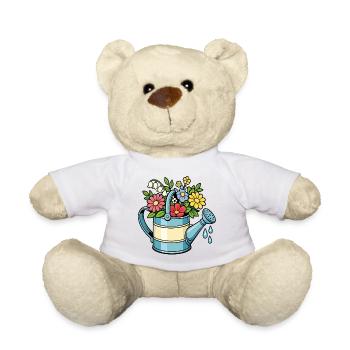 Floral watering can gardening flowers spring - Teddy Bear - white - Front