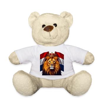 Lion couronne sur drapeau néerlandais - Nounours - blanc - Devant