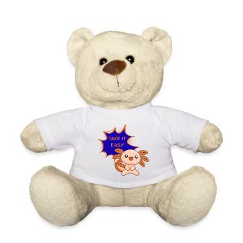 Take It Easy Axolotl – Lustiges Kawaii T-Shirt - Teddy - Weiß - Vorne