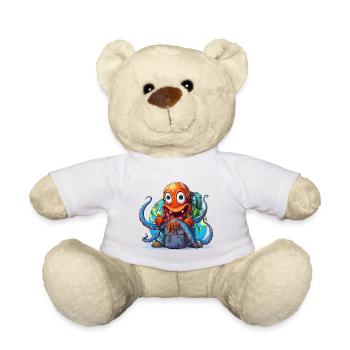 Reise-Oktopus mit Weltkugel - Teddy - Weiß - Vorne
