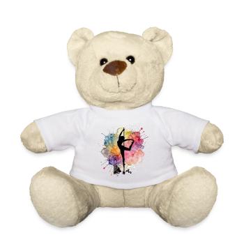 Pole Dance Silhouette – Watercolor Art Design - Teddy Bear - white - Front