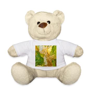Golden Green Abstraction with Metal Texture - Teddy Bear - white - Front