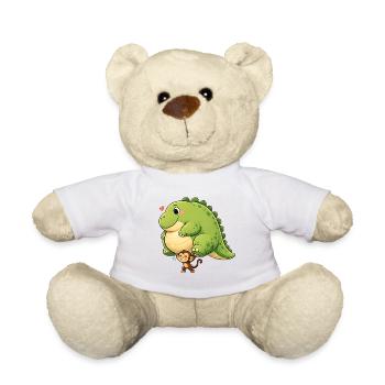 Monkey carrying dinosaur - Teddy Bear - white - Front