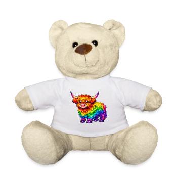 Lebendige Regenbogen-Highland-Kuh - Teddy - Weiß - Vorne