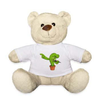 Cactonium personnage drôle sur le cactus mème - Nounours - blanc - Devant