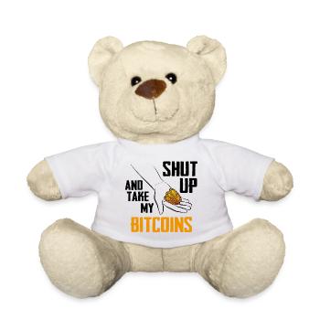 Bitcoin Handmünzen Emblem / Nimm meinen Bitcoin - Teddy - Weiß - Vorne