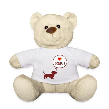 Teckel à os de mâcher - Nounours - blanc - Devant