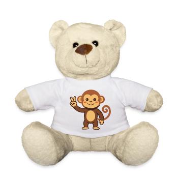Singe avec illustration du signe de paix - Nounours - blanc - Devant