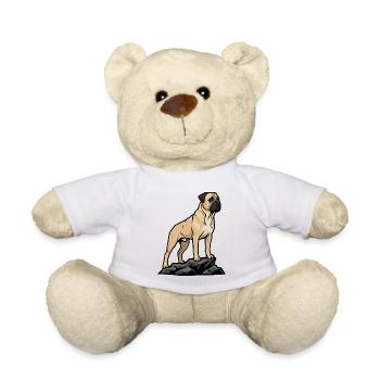 Bullmastiff Dog on Rock Portrait Fawn Black - Teddy Bear - white - Front
