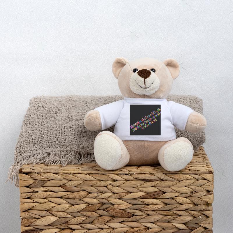 Rainbow Typography on Black Background Teddy Bear