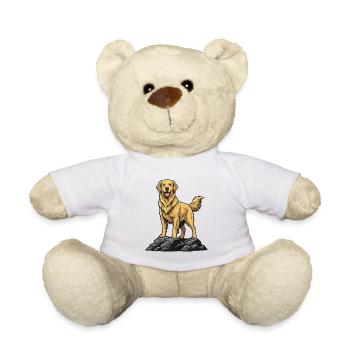 Golden Retriever Dog on Rock Golden Portrait - Teddy Bear - white - Front