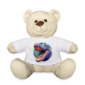 Buntes Dinosaurier-Design - Teddy - Weiß - Vorne