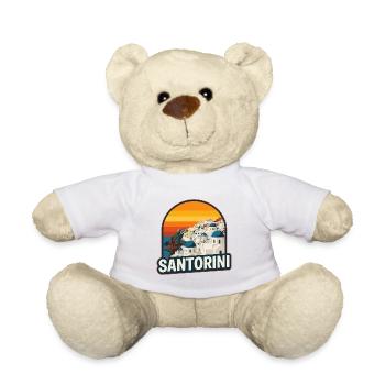 Santorini Griechenland Retro Sonnenuntergang Vintage-Inselkunst - Teddy - Weiß - Vorne
