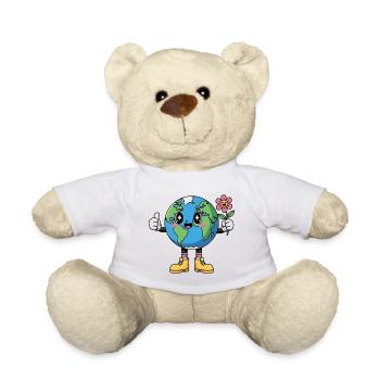 Smiling Planet Earth T-Shirt-Geschenke - Teddy - Weiß - Vorne