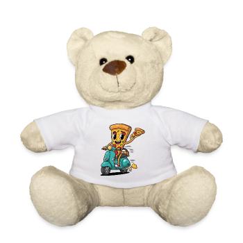 Pizza Delivery T-shirt - Pizza Slice Design - Teddy Bear - white - Front