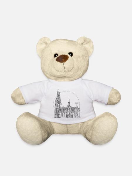 Köln Dom – Line Art Koordinaten - Teddy - Weiß