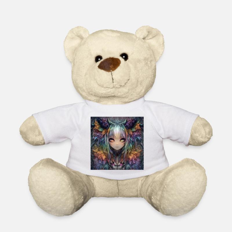 Feather Dream Mythical Creature Portrait - Teddy Bear - white