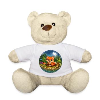 Fox in Glass Ball Forest - Teddy Bear - white - Front