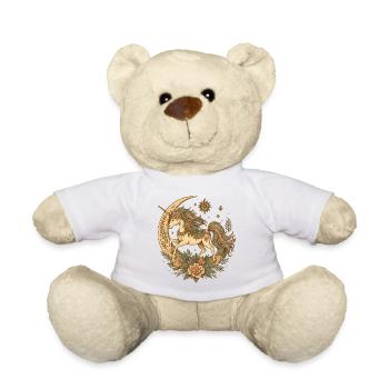 Mondlicht Einhorn mit Blütenkranz - Teddy - Weiß - Vorne
