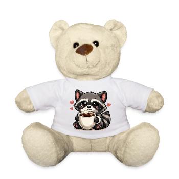 Kuschelraccoon Kaffee Herzchen - Teddy Bear - white - Front