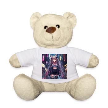 Neonkatze Streetwear Cyberpunk - Teddy - Weiß - Vorne