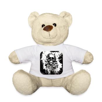 Skull with Headphones Roses - Teddy Bear - white - Front
