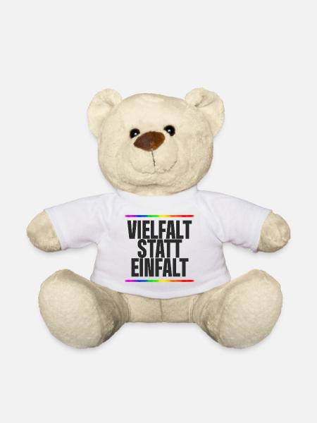 Vielfalt statt Einfalt – Regenbogen / Gay, CSD - Teddy - Weiß