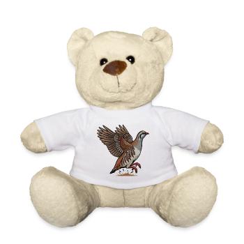 Rotes Rebhuhn in der Flucht – wilde Landschaft - Teddy - Weiß - Vorne