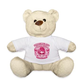 Pinkes Schädel Florale Rebellin Überstimuliert - Teddy - Weiß - Vorne