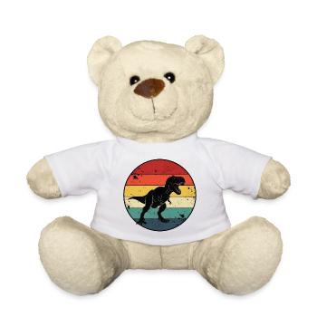 Vintage T-Rex Dinosaur T-Shirt - Retro Design - Teddy Bear - white - Front