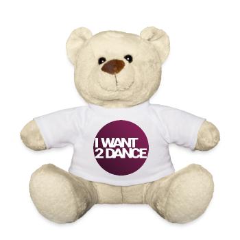 I Want 2 Dance – Circle Design - Teddy Bear - white - Front