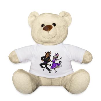 Wildebeest and Zebra in the Rocking Dance Moment - Teddy Bear - white - Front