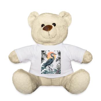 Great Blue Heron Great Wave Coastal Wildlife Art - Teddy Bear - white - Front
