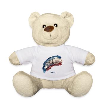 Paris Brushstroke Cityscape Flag - Teddy Bear - white - Front
