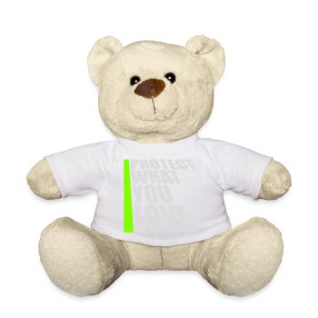 Protect What You Love Nature Protection Statement Logo - Teddy Bear - white - Front
