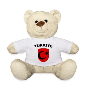Red Turkey Shield Emblem Crescent Moon Star - Teddy Bear - white - Front