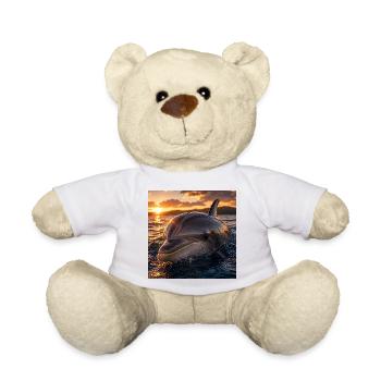 Delfin bei Sonnenuntergang - Teddy - Weiß - Vorne
