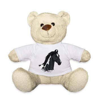 Der Kopf eines balochischen schwarzen piebalierten Pferdes - Teddy - Weiß - Vorne
