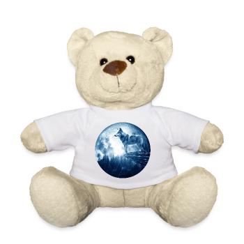 Wolf Howling Celestial EPIC Moon Forest Wolves - Teddy Bear - white - Front