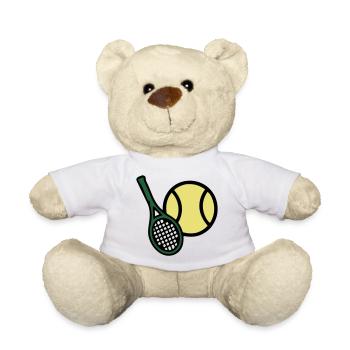 Action de service à la raquette de tennis - Nounours - blanc - Devant