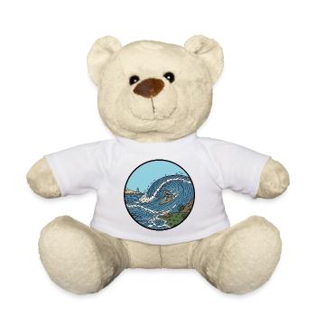 Retro Surf Wave - Water Sports Logo Design - Teddy Bear - white - Front