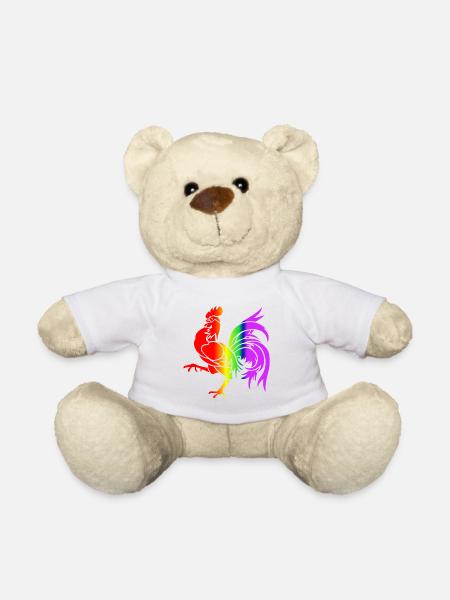Bunter Regenbogenhahn - Teddy - Weiß