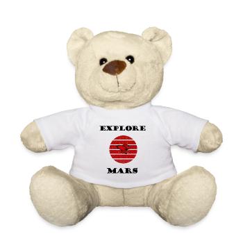 Fusée rétro dans le cercle rayé rouge - Nounours - blanc - Devant